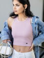 Női VSB bordázott croptop LOLLY powder pink
