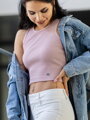 Női VSB bordázott croptop LOLLY powder pink