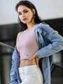 Női VSB bordázott croptop LOLLY powder pink