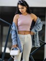 Női VSB bordázott croptop LOLLY powder pink