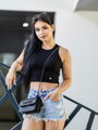 Fekete női bordázott croptop VSB LOLLY