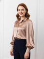 Női bézs szatén blúz VSB ELEGANT