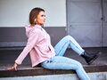 Női kapucnis pulóver VSB-SANDRA púderrózsaszín