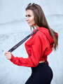 Crop Top derékig érő felső VSB LEA tűzpiros