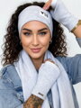 Meleg női VSB szett sál+ fejpánt+ kesztyű szürke
