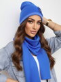 Luxus női szett VSB sál + sapka kék 