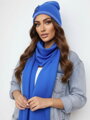 Luxus női szett VSB sál + sapka kék 