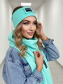 Luxus női VSB szett sál + fejpánt menthol fehérrel