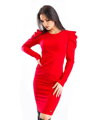  Női testhezálló VSB ruha fodros vállú piros