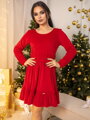Welurowa sukienka rozkloszowana VSB VELVET RED