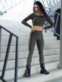 Női sportos leggings VSB NEWSKIN khaki