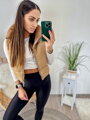 Csokoládé színű női rövid mellény