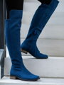 Magas térd feletti csizma valódi bőrből Ema 040 kék