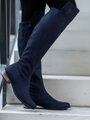 Magas térd feletti csizma valódi bőrből Ema 040 sötétkék