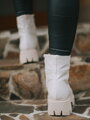 Női boka csizma valódi bőrből B-01 CREAM