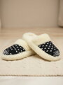 Csodálatos juh gyapjú papucs modell 63 hópehely fekete alacsony