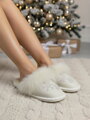 Női bőr papucsok fehér hópehely modell 20