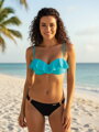 Stílusos kétrészes fürdőruha CARMEN-GF, 02 C/J1 türkiz és fekete