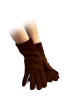 Dámske bavlnené rukavice so štrikovaným návlekom - tmavohnedé 02