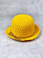 Dámský klobouk A-82 ve žluté barvě s hnědou šňůrkou