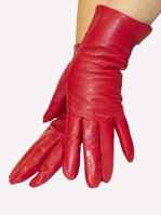 Dámske kožené rukavice červené hladké
