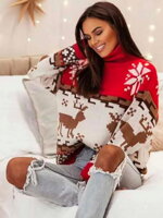 Dámský oversize pletený vánoční svetr 