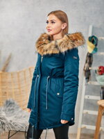 Dámska parka Ramonezka s kožušinou modrá