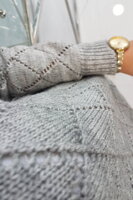 Dámsky sveter so stojačikom diamantový vzor šedá 2020-18