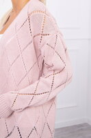 Dlhý pletený sveter kardigan ružový 2020-4