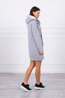 Mikinové šaty s kapucňou alebo dlhá mikina 0042 svetlo-sivé 