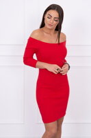 Puzdrové mini šaty s lodičkovým výstrihom červené