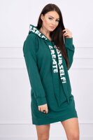 Mikinové šaty s kapucí nebo dlouhá mikina 0042 zelené smaragd
