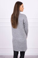 Dámský prodloužený pulovr se stojáčkem šedý 2019-52
