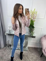 Prešívaná dámska bunda prechodná ružová perleťová