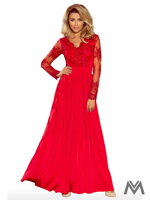 Dlhé dámske šaty s čipkou  213-3 červené