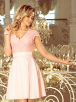 Elegantní dámské šaty 242-1 pastelově růžové