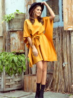 Dámske spoločenské šaty oversize 287-1 horčicové 