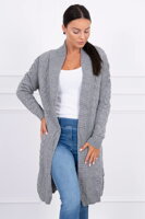 Dlhý pletený sveter kardigan sivy 