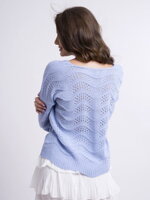Dámsky pulóver s pleteným vzorom VEGA modrý