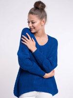Dámsky pletený pulóver LAYLA pretrolejovo modrý