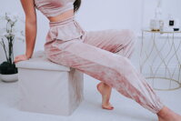 Dámske tepláky VSB VELÚR dusty pink