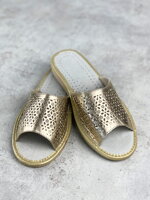 Dámske otvorené papuče zlaté mini kvietočky model 71
