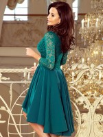 Elegantní dámské šaty 210-8 petrolejově zelené 