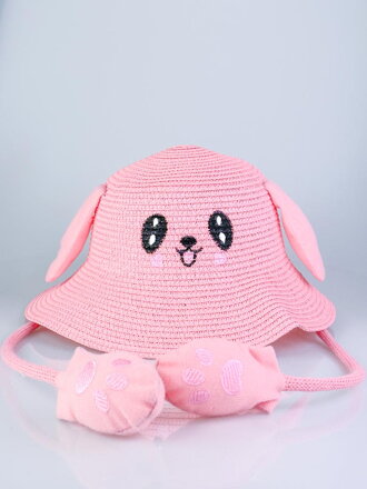 Rózsaszín szalma kalap gyerekeknek G-18 