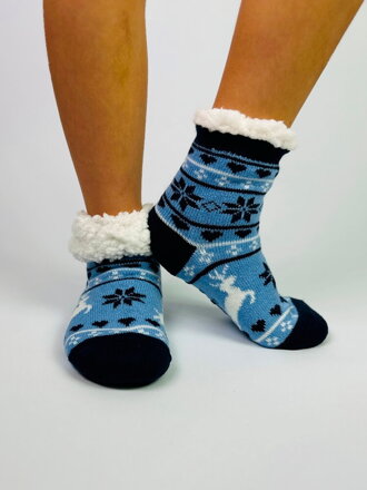 Chlapčenské ponožky so sobíkom v modrej farbe 