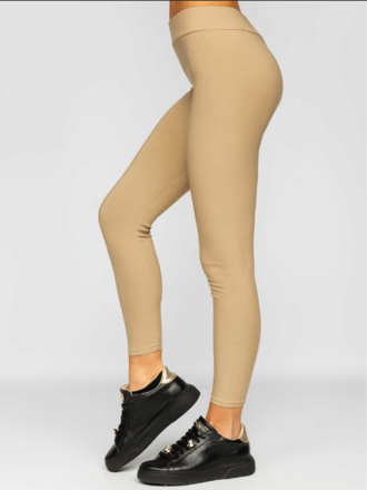 Kényelmes bőr leggings teve szinben