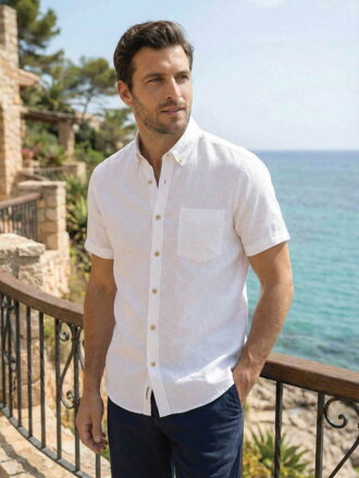 Férfi fehér lenvászon ing BUFFON