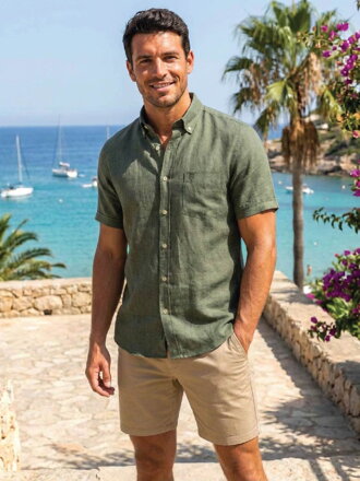 Luxus rövid ujjú ing BUFFON lenvászon