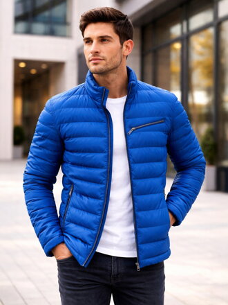 Stílusos férfi kabát kék színben