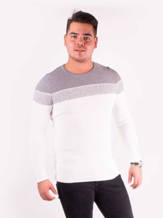 Férfi pulóver fehér szürke színben